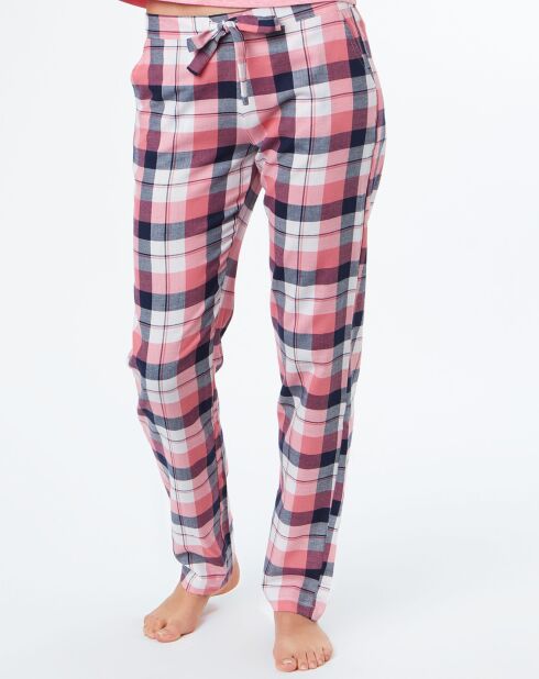 Pantalon de pyjama Celia à carreaux rose